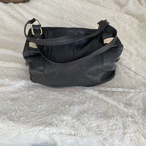 🖤 Large Black Ultra Soft 🥰 Leather basket weave patterned bag